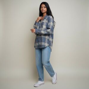 Legendary Whitetails Comfort Fit Flannel Shirt Plaid Button Front Blue Yellow XL